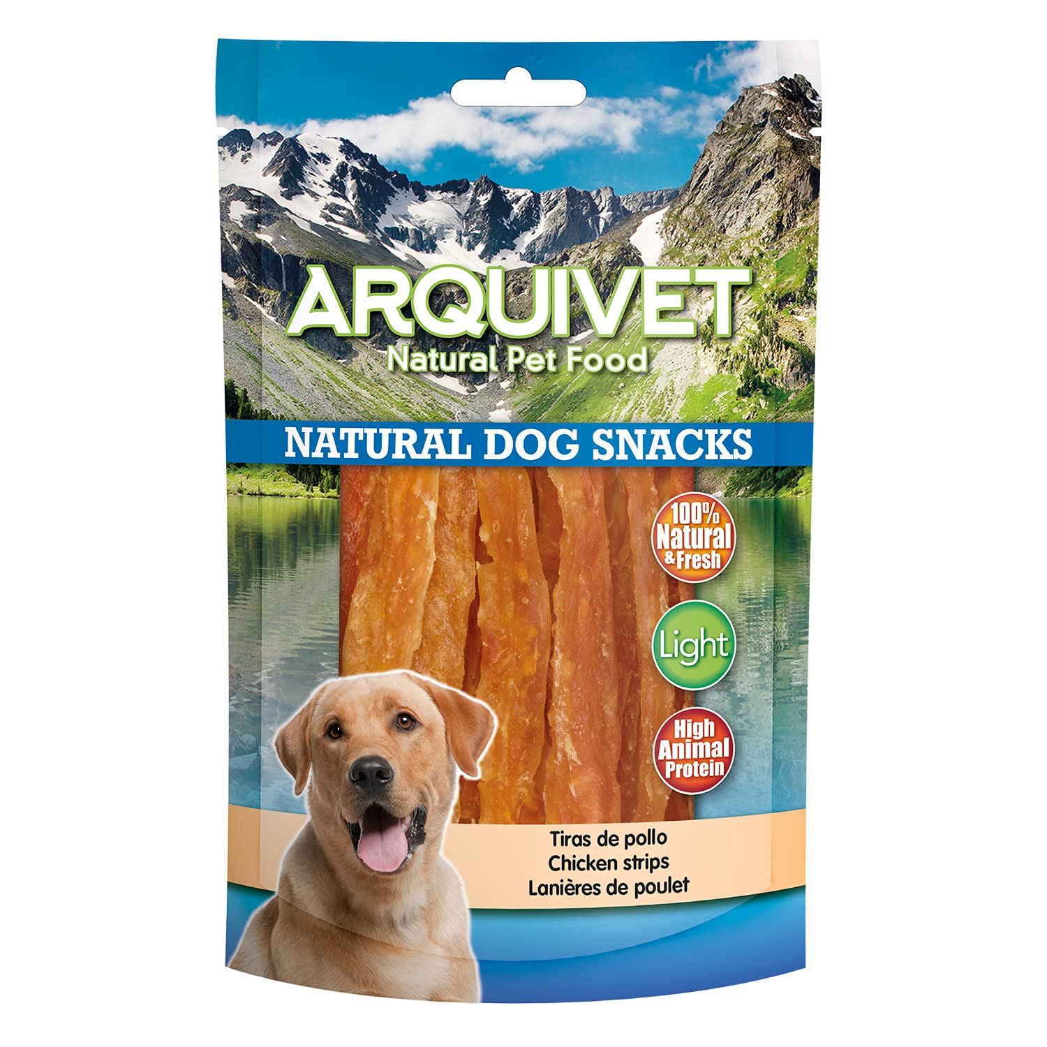 Arquivet Pack 12 Unidades Snacks Tiras de Pollo 100 g - Natural Dog Snacks - 100% Natural - Chuches, premios, golosinas para Perros - Producto Light - Muy Rico en nutrientes