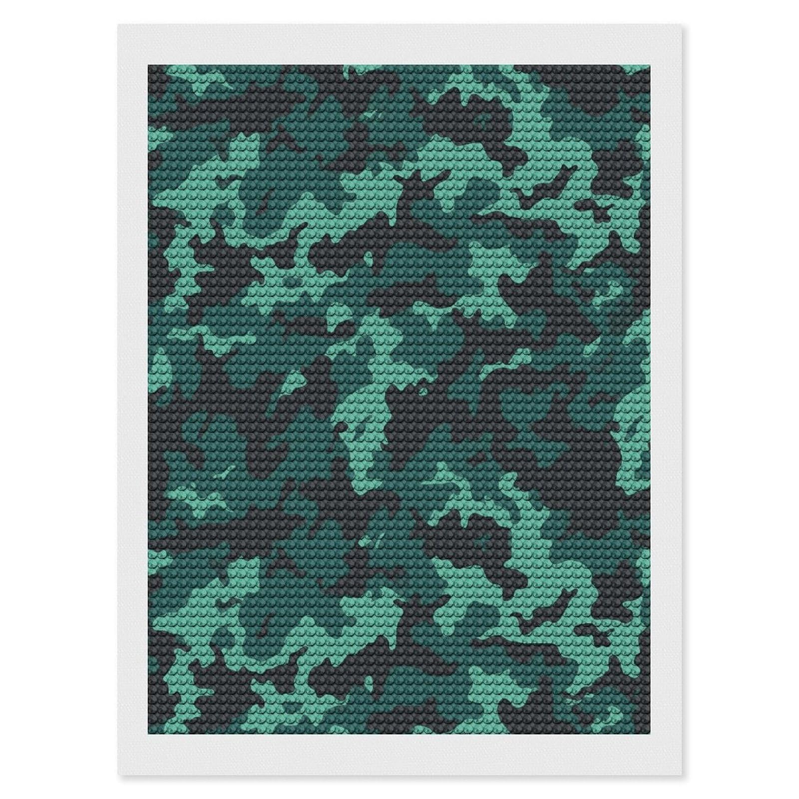 LDGSUPH Teal Camouflage Diamond Painting Kits for Adults Paint with Diamond Pictures Art DIY Full Drill Diamond Dots Painting Personalized Diamond Photo for Home Wall Decor Gift 12"x16"