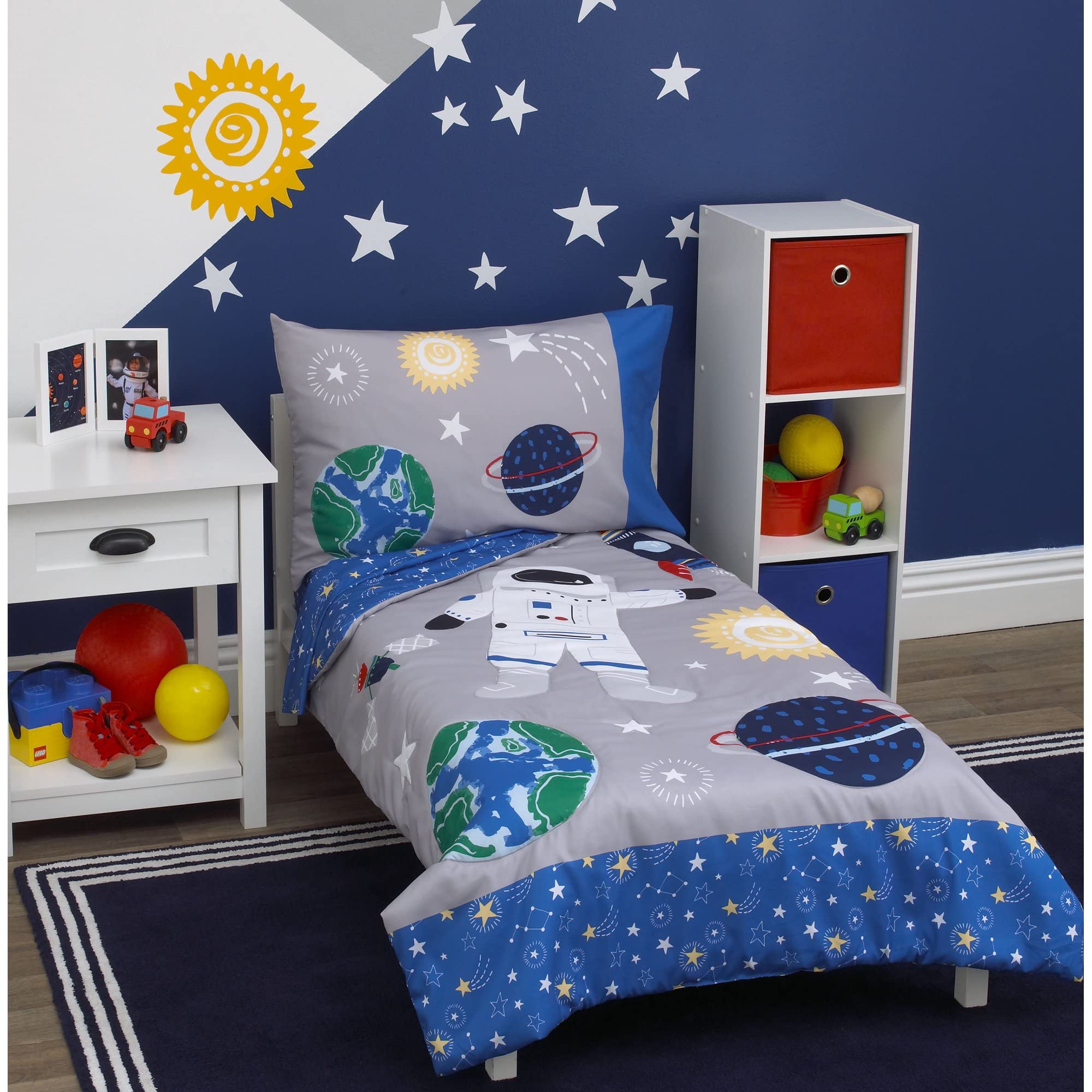 Parent's Choice 4-Piece Toddler Bedding Set, Blue, Space Astronaut
