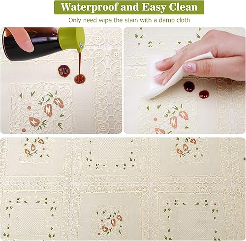 Miniatura 4 de iSamzan Mantel de vinilo impermeable a prueba de aceite mantel de encaje de plástico para mesa rectangular decoración texturizada del hogar para