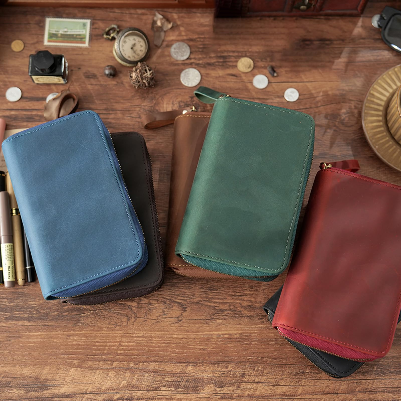 Astuccio per penne stilografiche 10 scomparti Astucci per matite portatili Borsa per organizer per penne da viaggio per ufficio scolastico Custodia in pelle PU per uso quotidiano