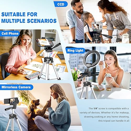 Miniatura 6 de Trípode para Teléfono, Lusweimi Trípode de 44 Pulgadas para iPhone con Soporte para TeléfonoControl Remoto Inalámbrico para Luz de