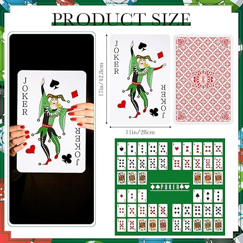 Miniatura 2 de Cholemy Cartas de juego jumbo de 11 x 17 pulgadas, baraja gigante de cartas con impresión grande, cartas de cubierta completa de gran tamaño para