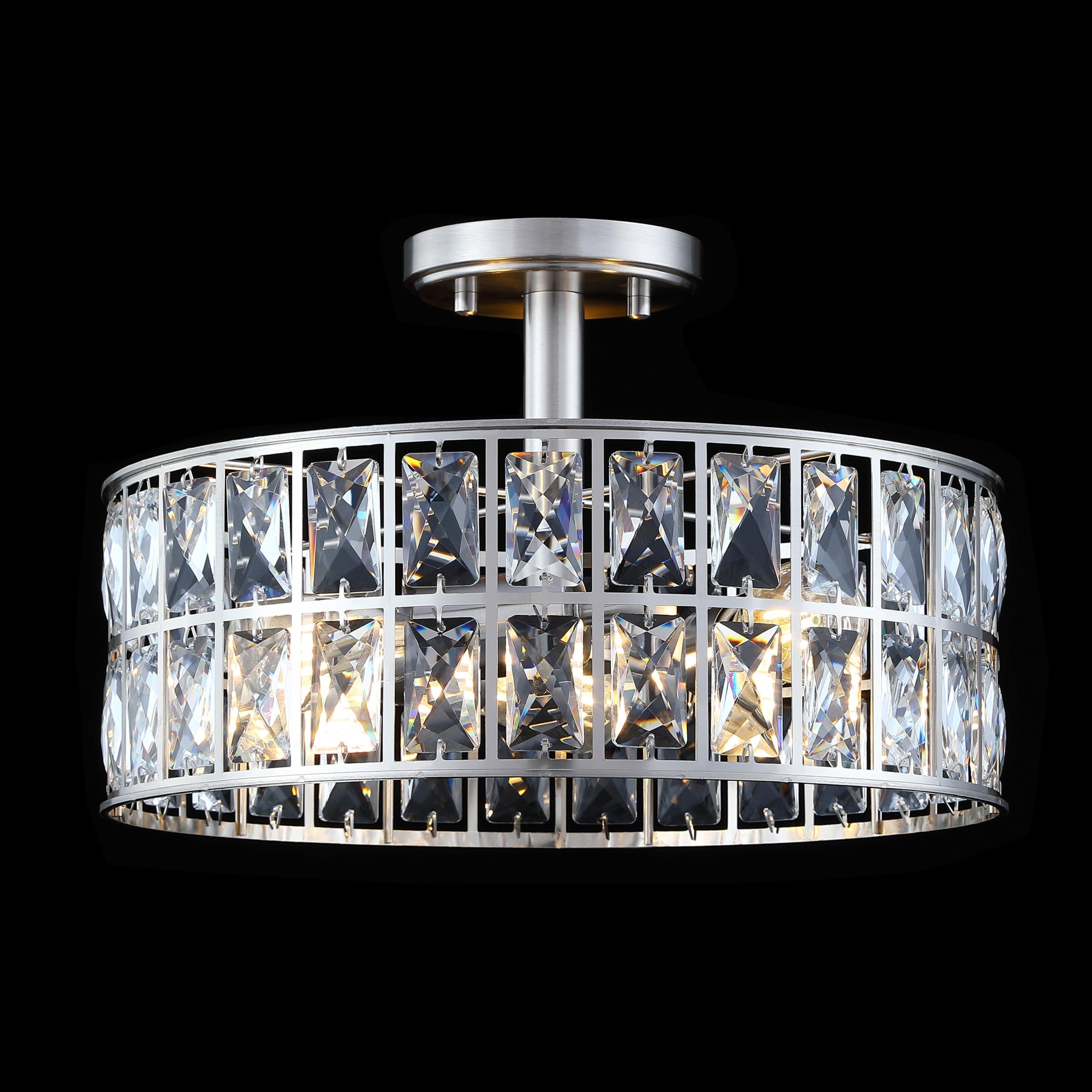 Doraimi Lighting K9 Crystal Farmhouse Drum Semi Flush Mount Light Fixture