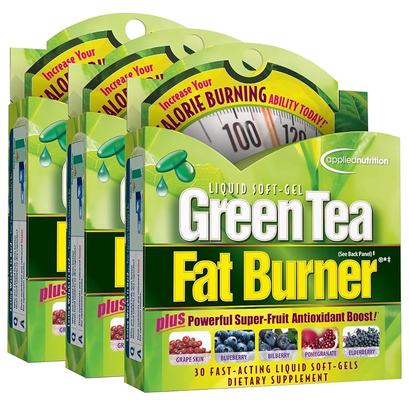 Applied Nutrition Suplemento para controle de peso com chá verde, EGCG 50% e café verde — pacote com 3