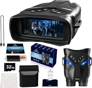 LUNAREX 4K Night Vision Goggles for Adults – Digital Night Vision Binoculars with 8X Zoom, 48MP Camera, 4000mAh Rechargeable Battery, 32GB TF Card, Infrared Night Vision Goggles for Hunting & Outdoor
