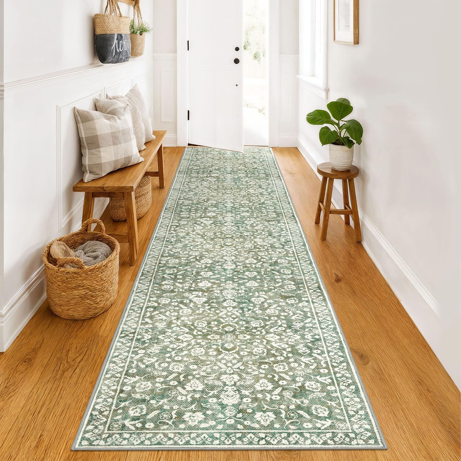 SILOLOOM Vintage Washable Runners for Hallway 3x12 Runner Rug Non Slip — image 1