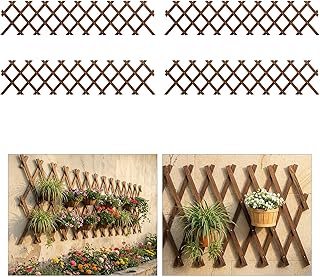 4 PCS Expandable Garden Trellis, 13.2" x 63" Trellis for Climbing Plants Outdoor, Wooden Lattice Fence Wall Panel Lattice Panels for Outside, for Climbing Plants Vine Ivy Rose Cucumbers Clematis