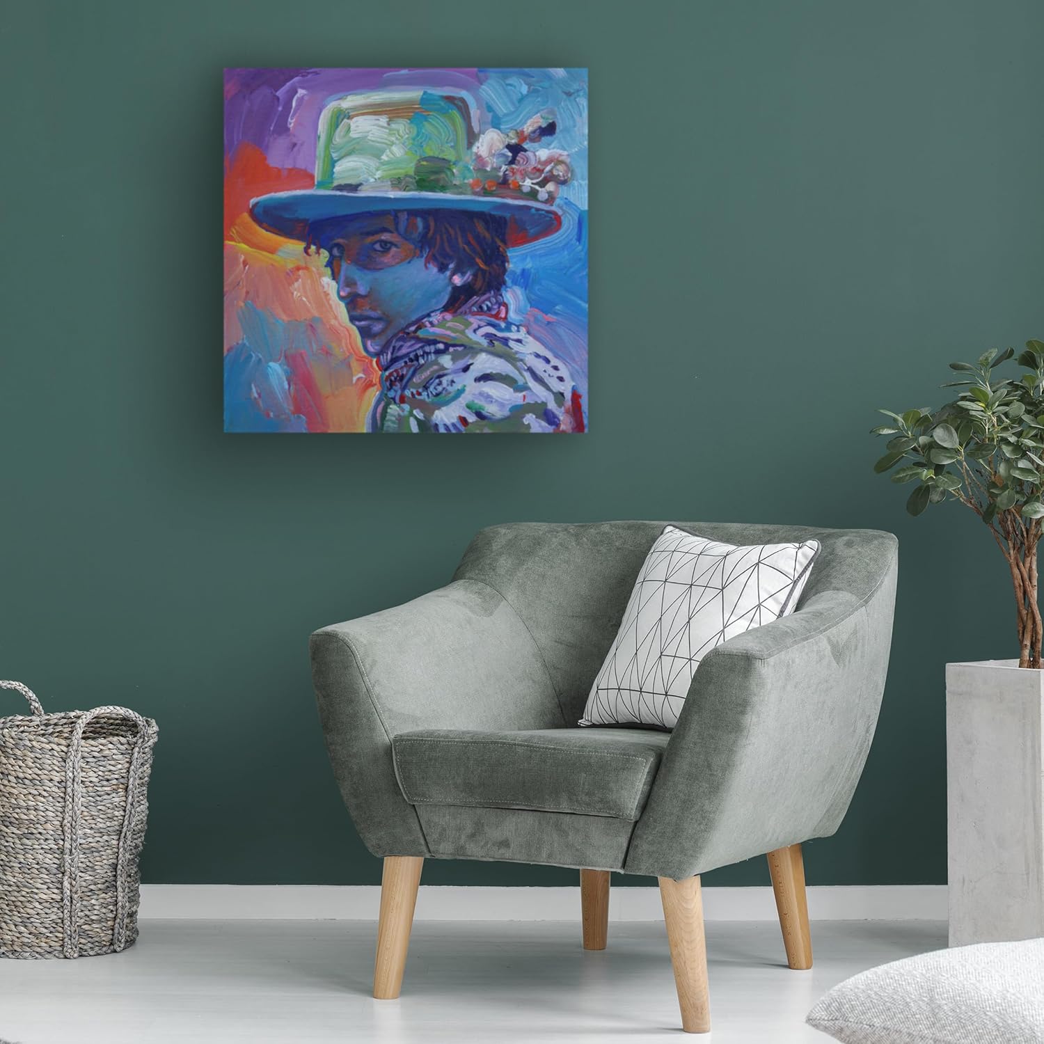 Wrapped Canvas Wall Art - Howie Green 'Bob Dylan S' Wall Art for Living Room, Bedroom, or Office Décor - 18x18