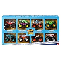 Hot Wheels Monster Trucks – Set da 8 camion die-cast in scala 1:64, con Hero e i personaggi più amati di Monster Trucks Live e della serie YouTube Kids, giocattolo per bambini, 3+ anni, JCW76