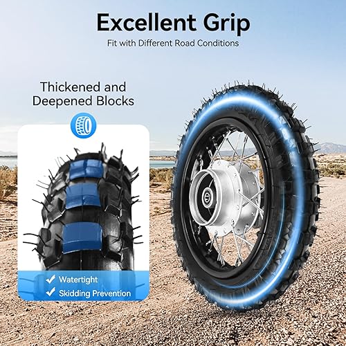 Miniatura 4 de TFCFL Neumático de motocross de 15.7 pulgadas, 2.50-10, conjunto de neumáticos de llanta trasera de 10 pulgadas con freno de tambor para Dirt Pit
