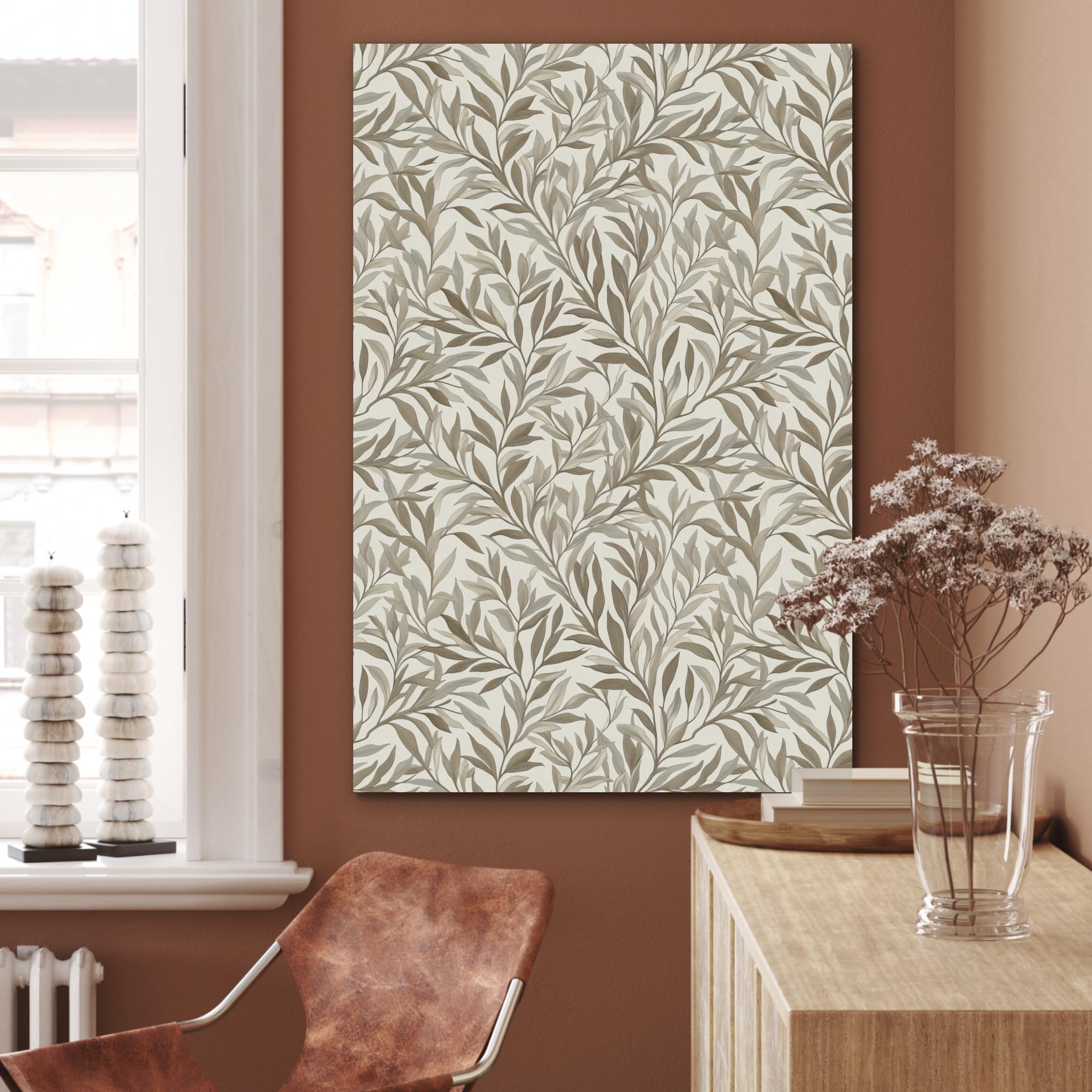 "MuchoWow© Insonorizar Habitacion 60x90 cm Paneles Acusticos Acoustic Panel Insonorizante Pared Insonorizacion Decoracion Cuadros Decorativos Ramas - Botánico - Topo"