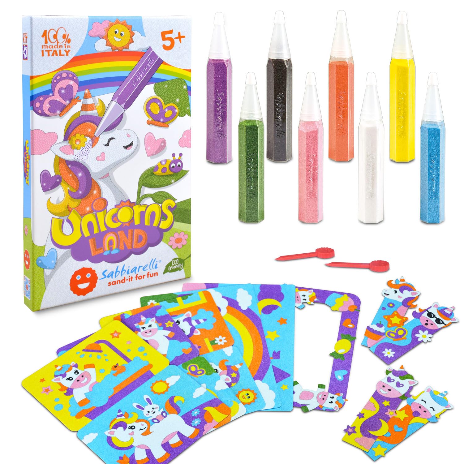 Sabbiarelli Sand-it For Fun – Kit D'art Créatif Avec Sable – 14 Feuilles Adhésives – Dès 5 Ans – 100% Made In Italy