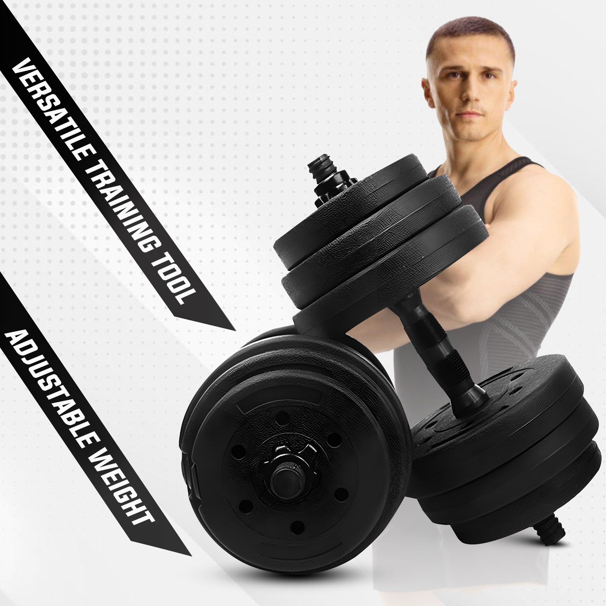 Mancuernas Ajustables, Pesas Ajustables para Gimnasio en Casa, Set de Pesas y Mancuernas para Musculación y Fitness, Entrenamiento de Fuerza, Negro
