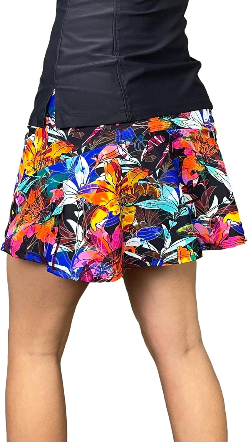 Hawaiian Floral Flutter Style Golf/Tennis Skort | Made in USA Flower Golf Skirt