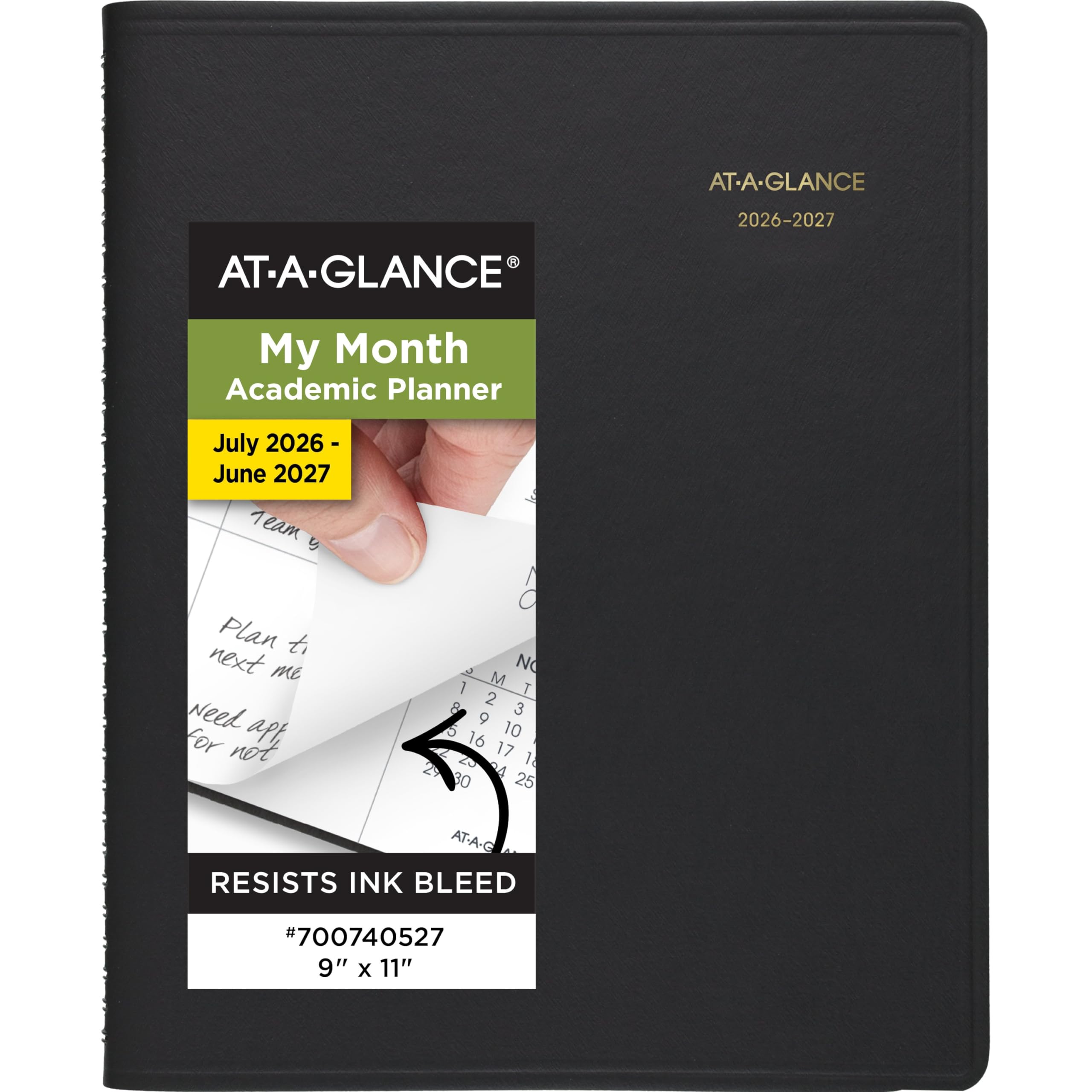 AT-A-GLANCE 7007405 akademischer Monatsplaner 2026–2027, Juli-Dezember-Kalender-Notizbuch, 22,9 x 27,9 cm, Schwarz