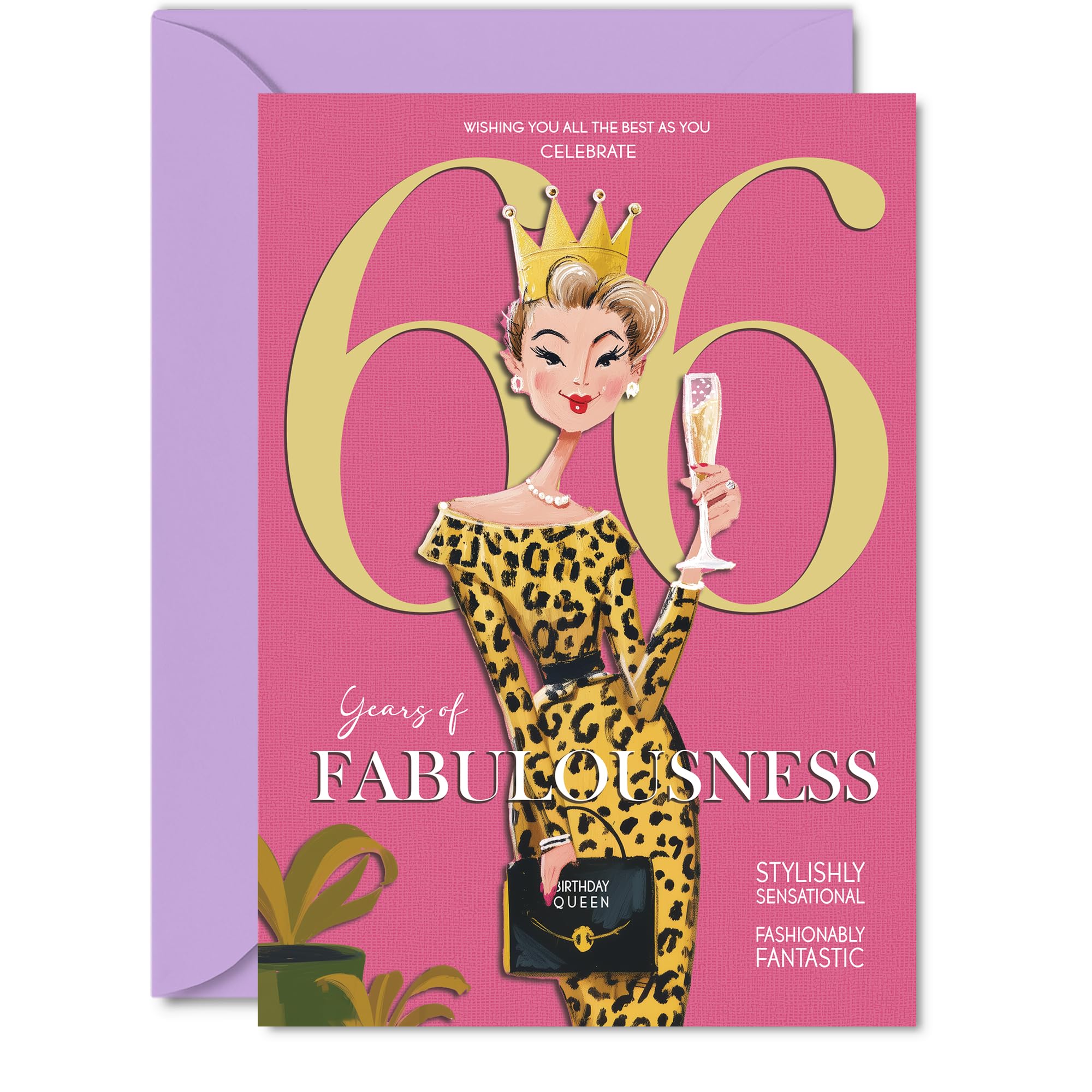 66th Birthday Cards for Women - Years Of Fabulousness - Happy Birthday Card for 66 Year Old Woman Cousin Nan Wife Friend, 5x7 Inch Bday Greeting Cards