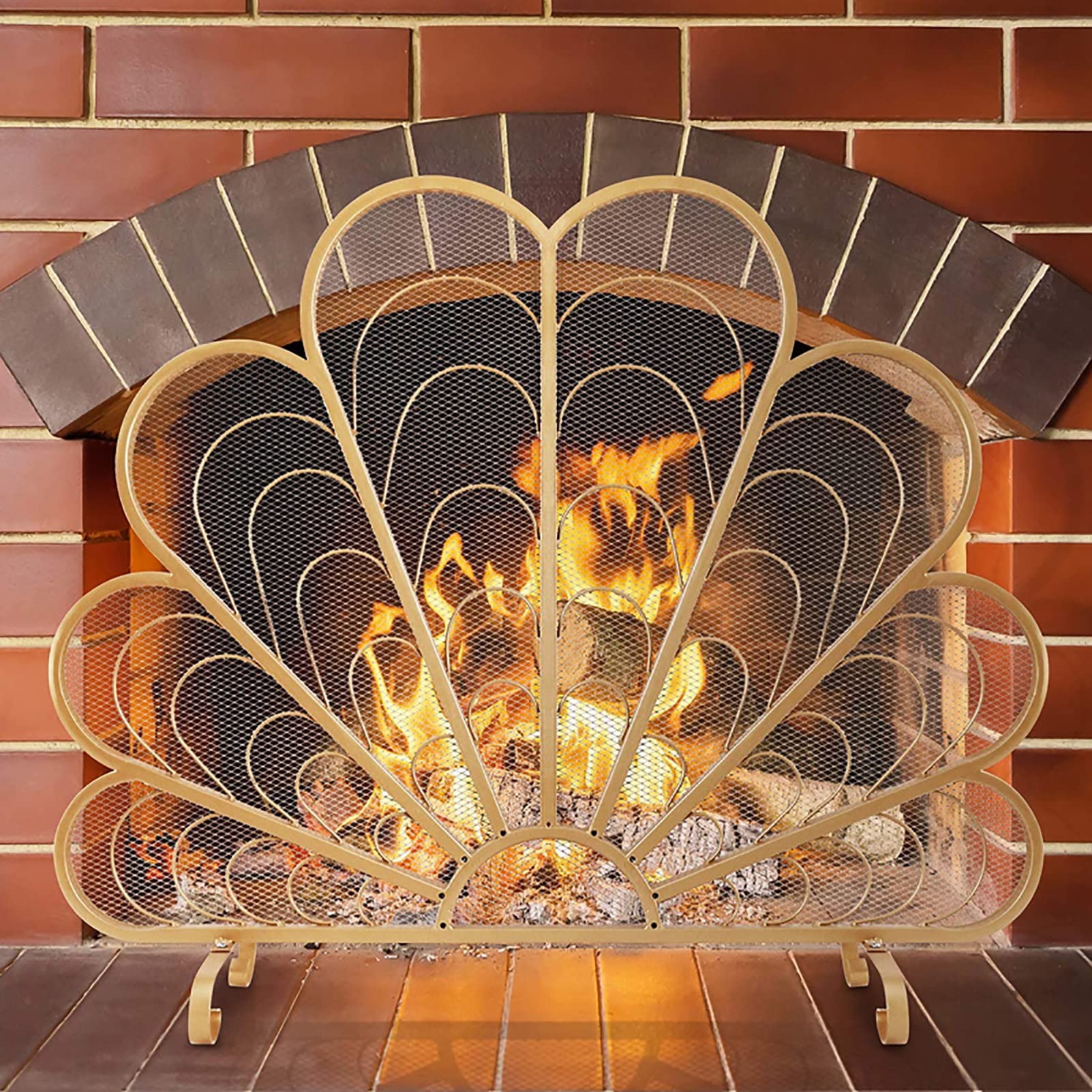 Protection de cheminée élégante en forme de paon - 80 cm - En maille d'acier robuste - Autoportante - Anti-étincelles
