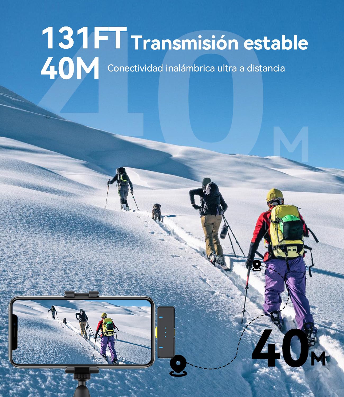 FULAIM Microfono Inalambrico para iPhone/teléfonos/Android,Micrófonos Lavalier Inalambricos con cancelación de Ruido, Wireless Microphone para grabación de Video, entrevistas, TikTok y Youtube