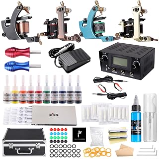 Stigma Complete Tattoo Kit, 4 Pro Machine Guns 10 Tattoo Inks and 20 Pcs Tattoo Needles, Tips Grips Tattoo Supplies with Carry Case TK-ST401-UK