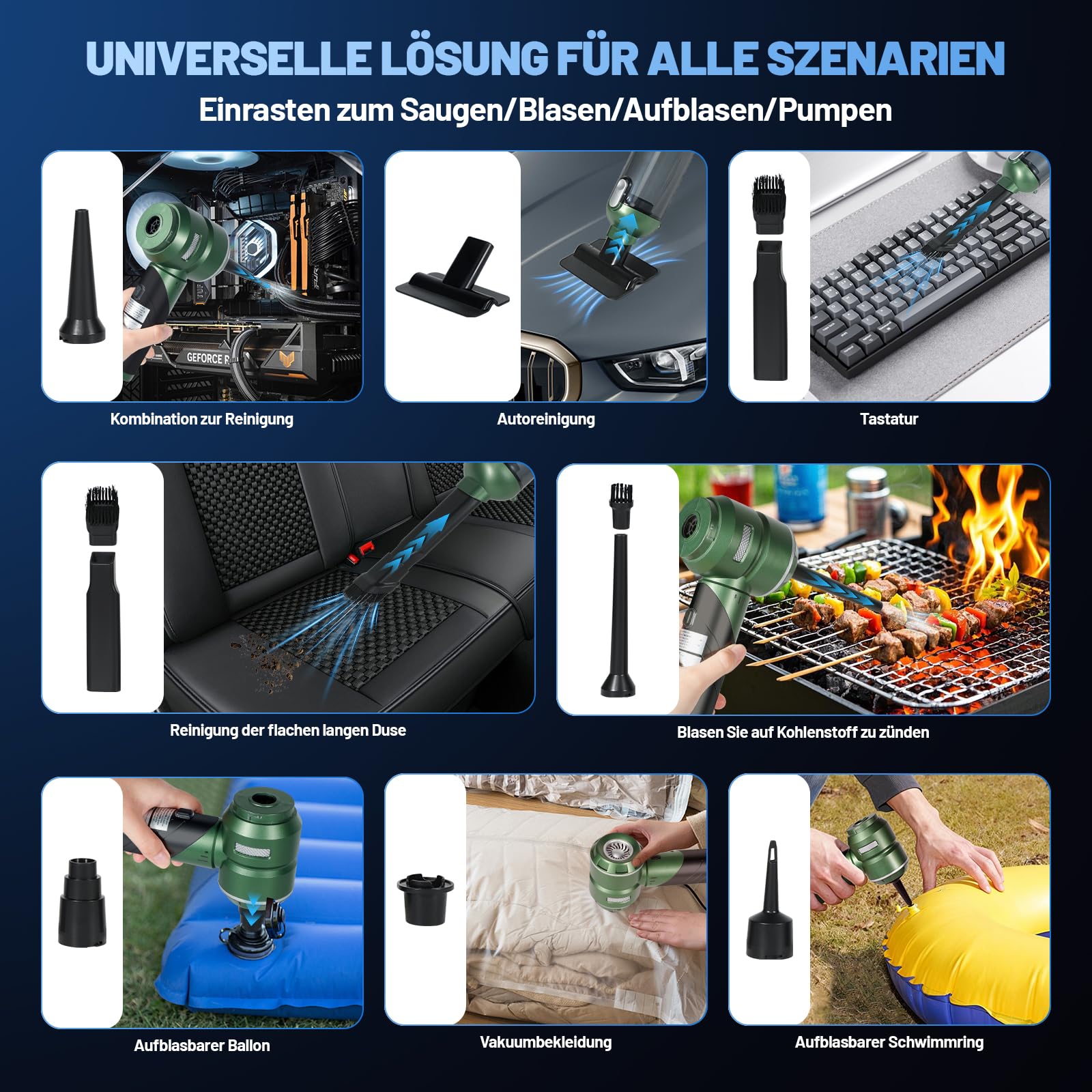 HANSILK Handstaubsauger Akku Kabellos 4 in 1 25000PA Mini Staubsauger Faltbarer Auto Staubsauger Stark mit 3 Gang 220000 Umin Bürstenlosem Motor für Auto Küche Sofa Büro Tierhaare Hausreinigung