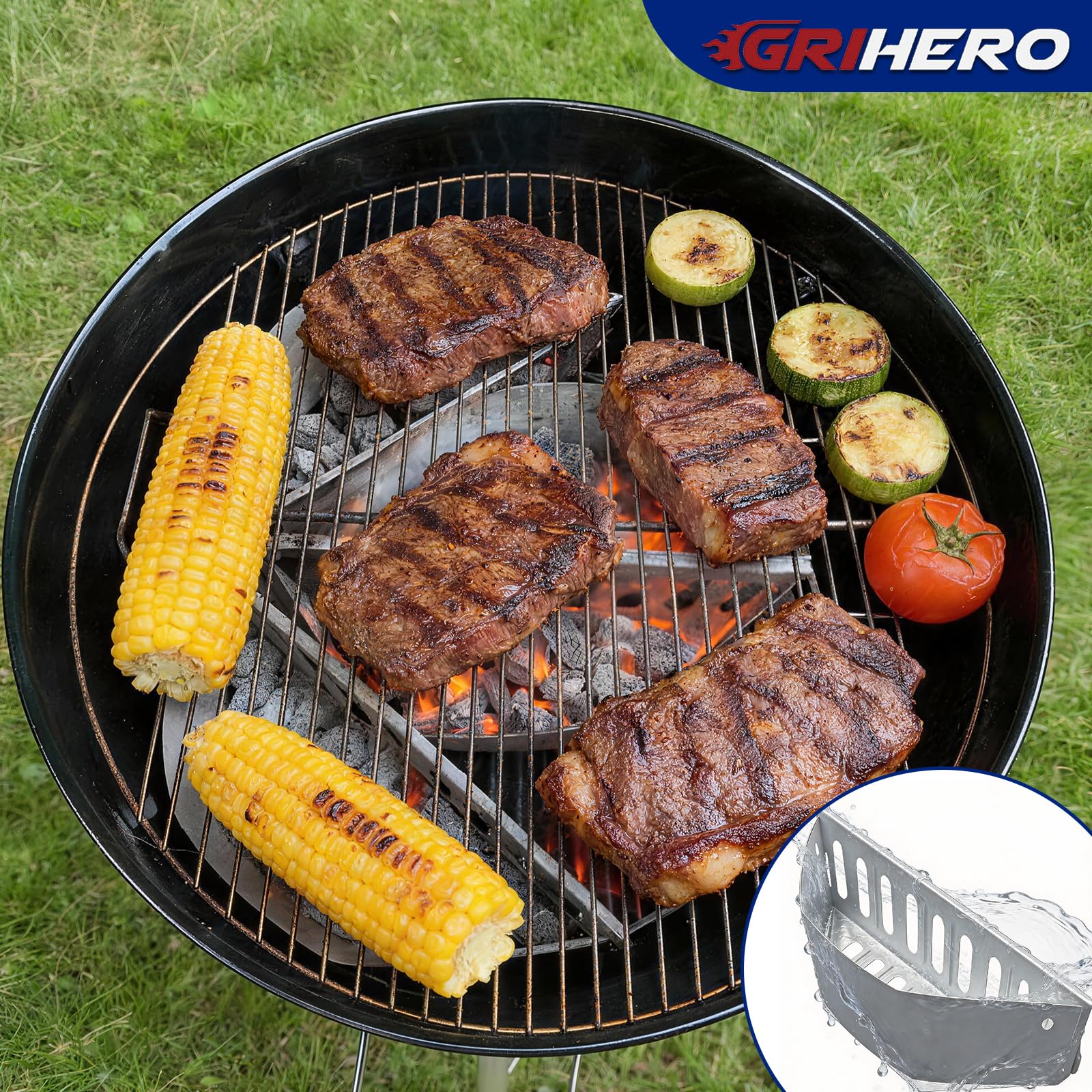 Holzkohlekorb, Holzkohle Fuel Halter BBQ-Zubehör Kompatibel für Weber 7403, Weber 57 cm Kesselzubehör, Weber One-Touch Holzkohle und Smoker-Pellet-Gasgrill 2 Stück