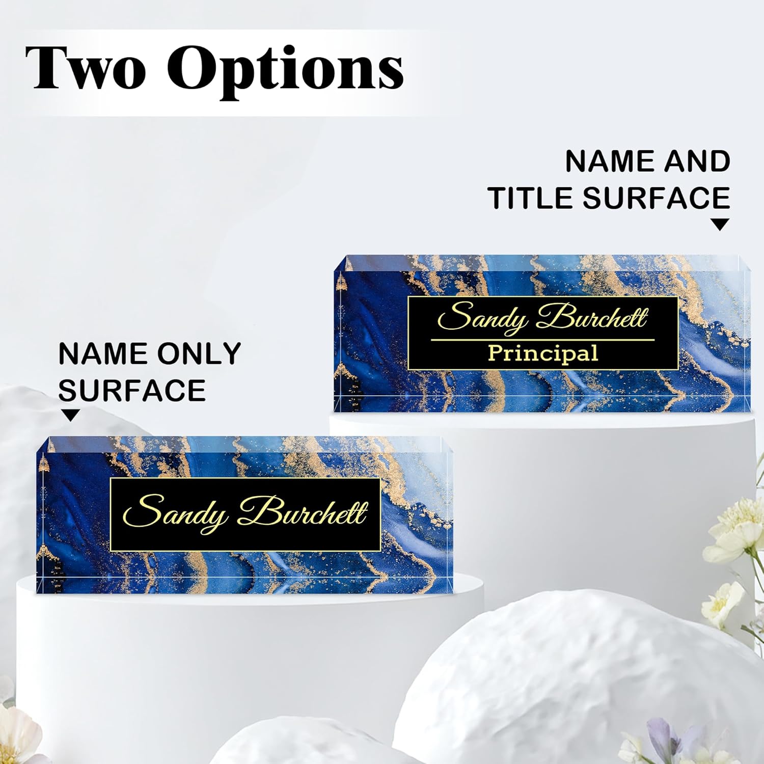 Ship Next Day-Custom Name Plate for Desk, Desk Name Plate Personalized, Acrylic Office Desk Accessories, Appreciation Gifts for Coworkers Employee Teachers Boss Women Men (Blue Coast) - Image 4