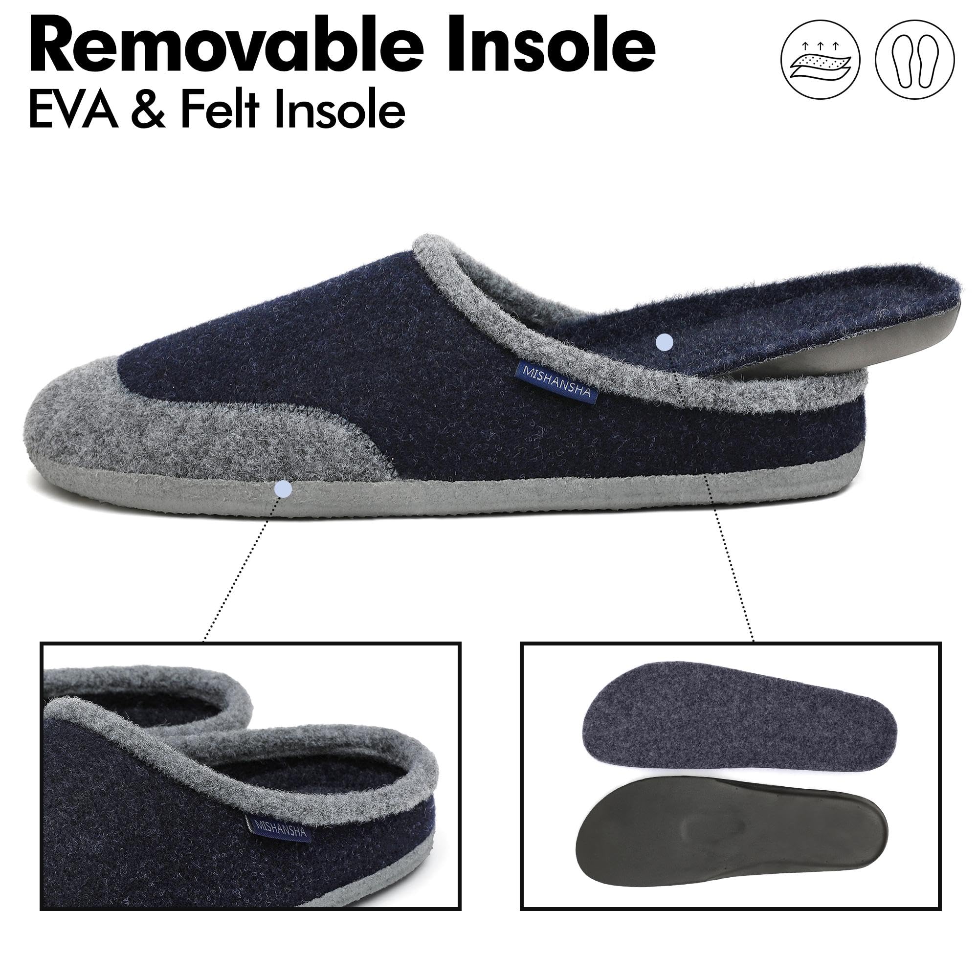 Mishansha Pantofole Feltro Invernali Ciabatte Casa Comode Scarpe da Casa per Uomo Donna Gr.36-48