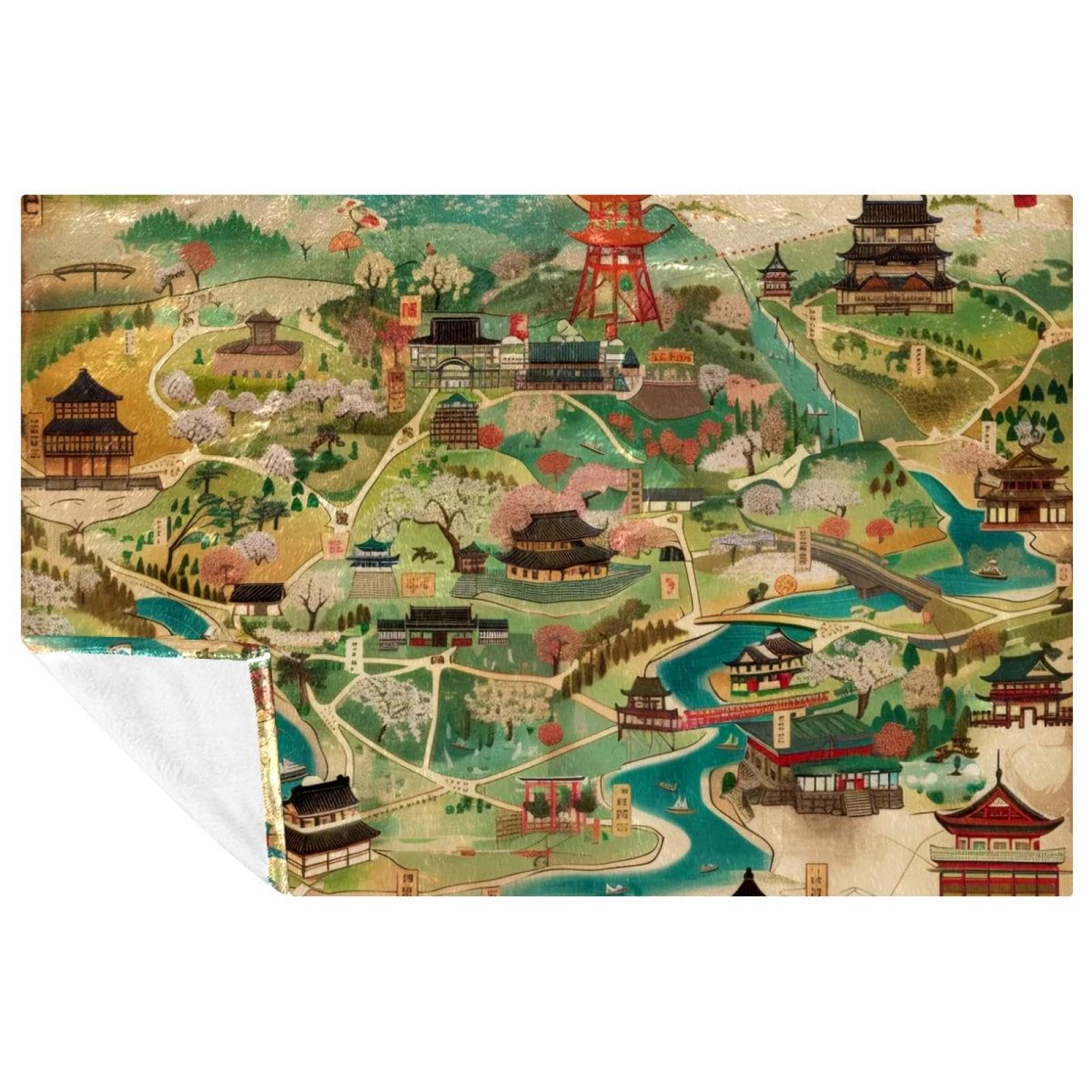 Couverture carte du Japon plaid imprimé pour s'évader depuis son canapé