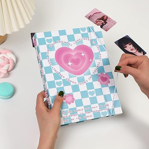 Miniatura 3 de Álbum de fotos portátil de tapa dura A5 con banda elástica, soporte para tarjetas fotográficas Kpop con 10 páginas interiores de 3 pulgadas, 4