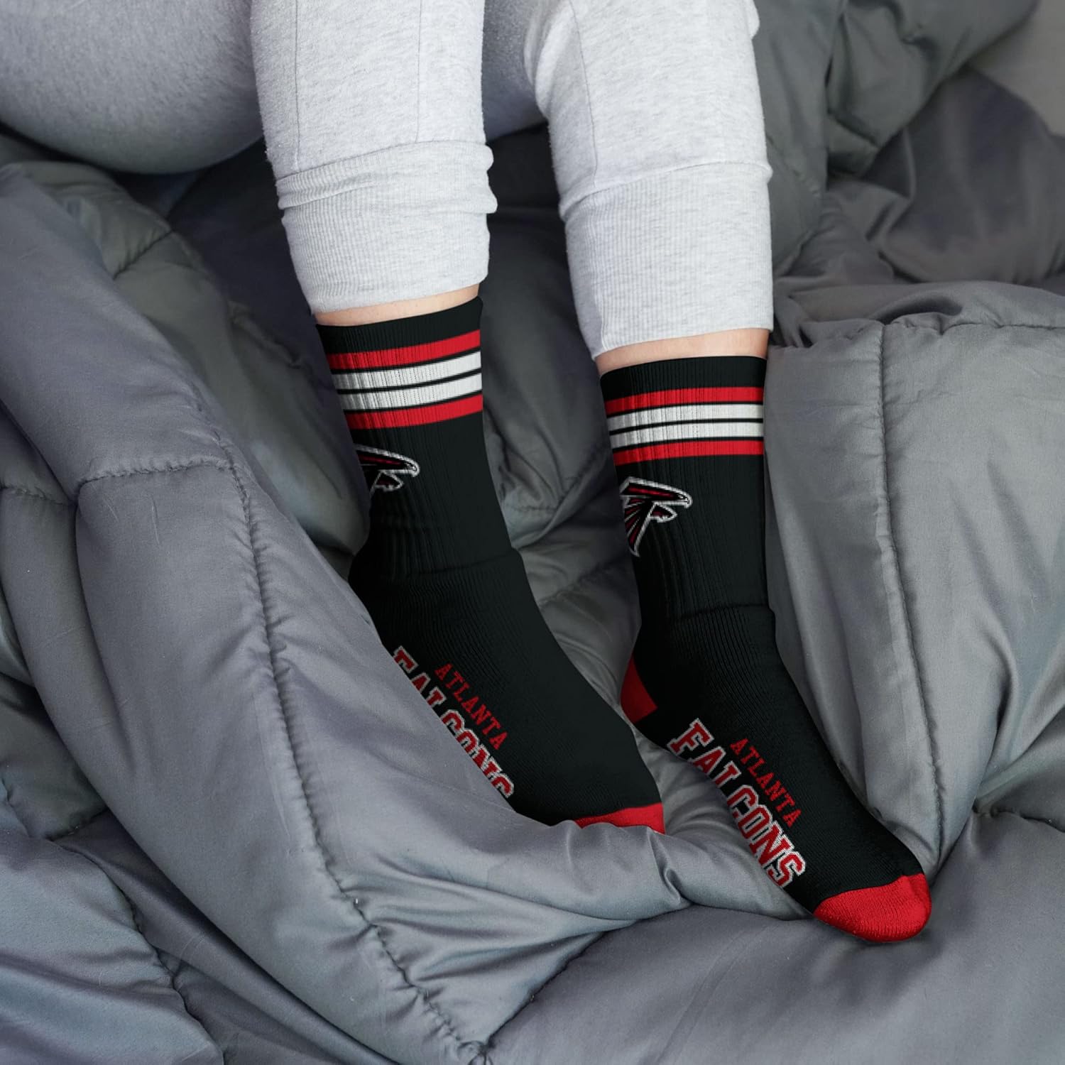 For Bare Feet Men's NFL 4-Stripe Deuce Performance Crew Socks