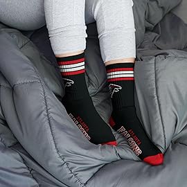 For Bare Feet NFL 4 Stripe Deuce Crew Sock, Atlanta Falcons, Medium