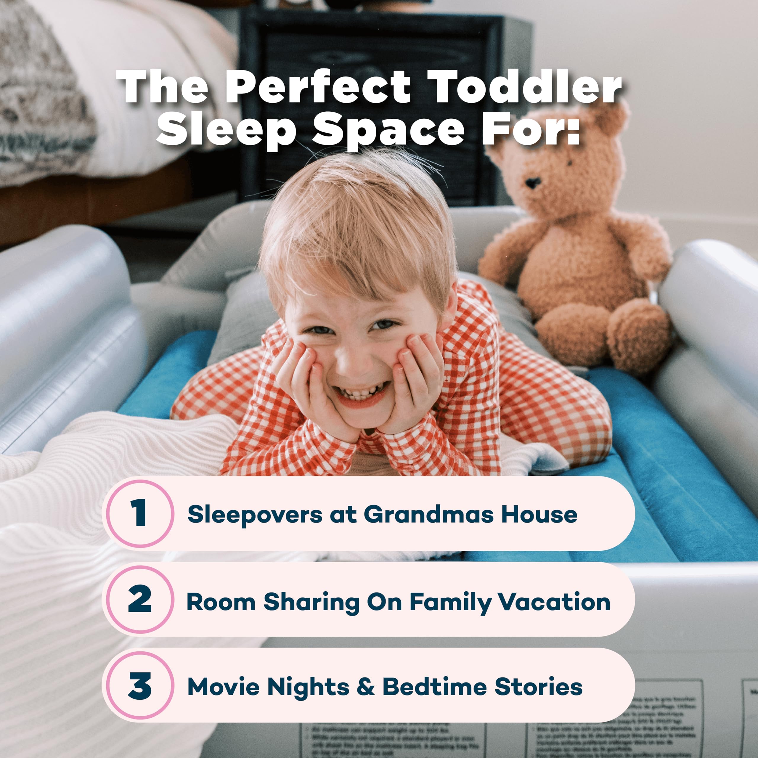 SlumberPod SlumberTot Aufblasbares Kleinkind-Reisebett Tragbare Kinder-Luftmatratze mit Sicherheits-Stoßdämpfern Inklusive elektrischer Pumpe