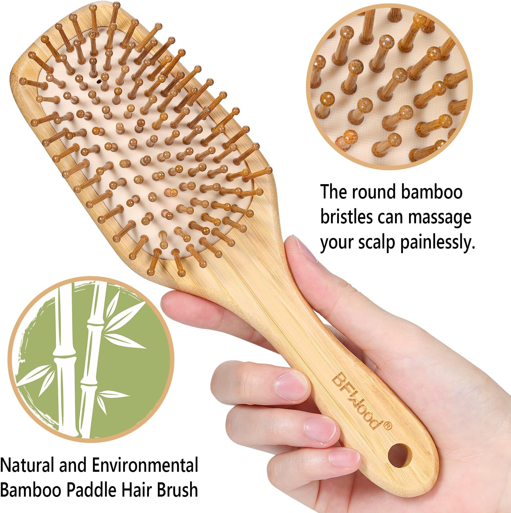 BFWood Bamboo Hair Brush for Men Women