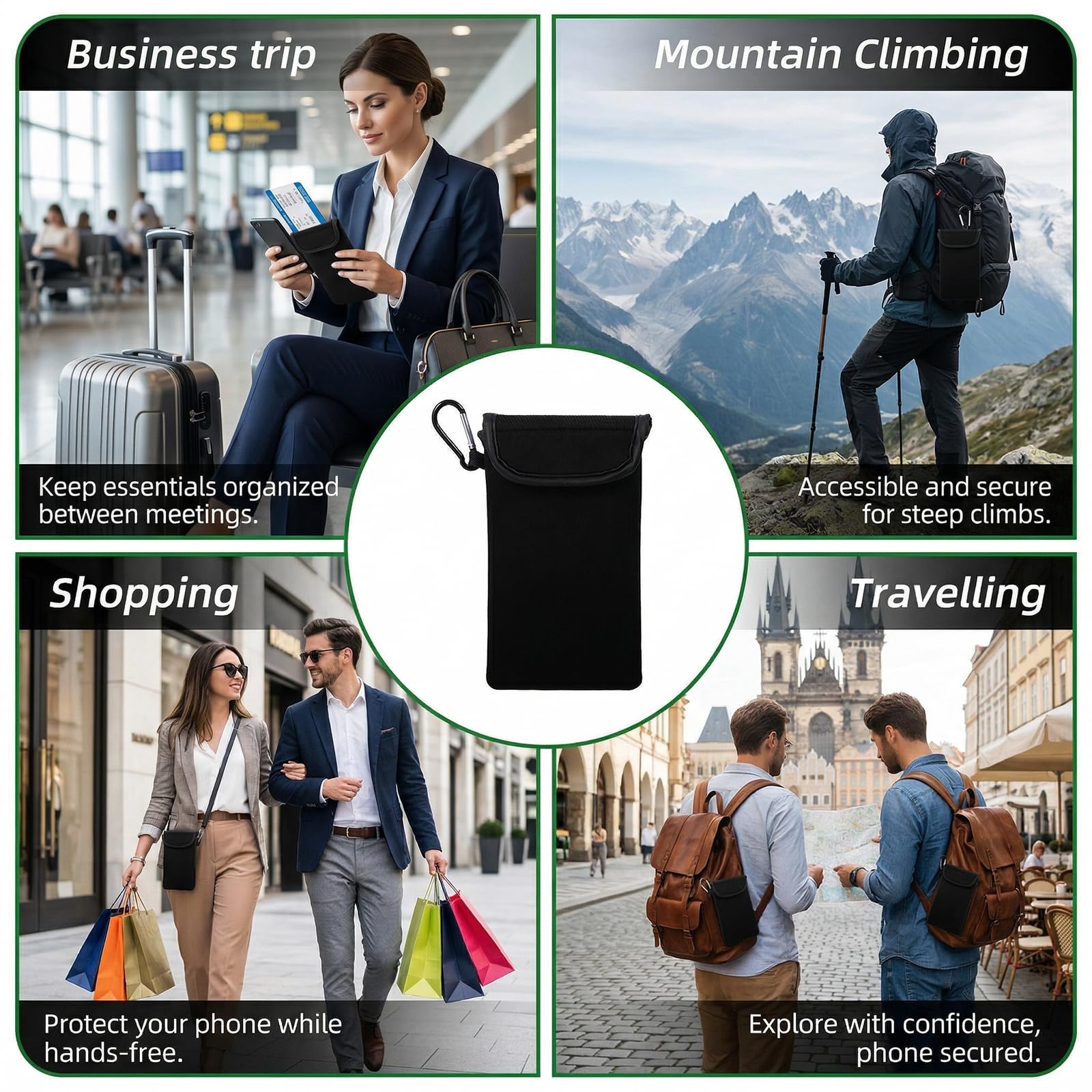 Handy Tasche, Handy Schutzhülle Neopren Handytasche für Smartphones Universal Handysocke Handyhülle Tasche Schutzhülle mit Karabiner und Umhängeband für Telefone Bis Zu 6,7 Zoll