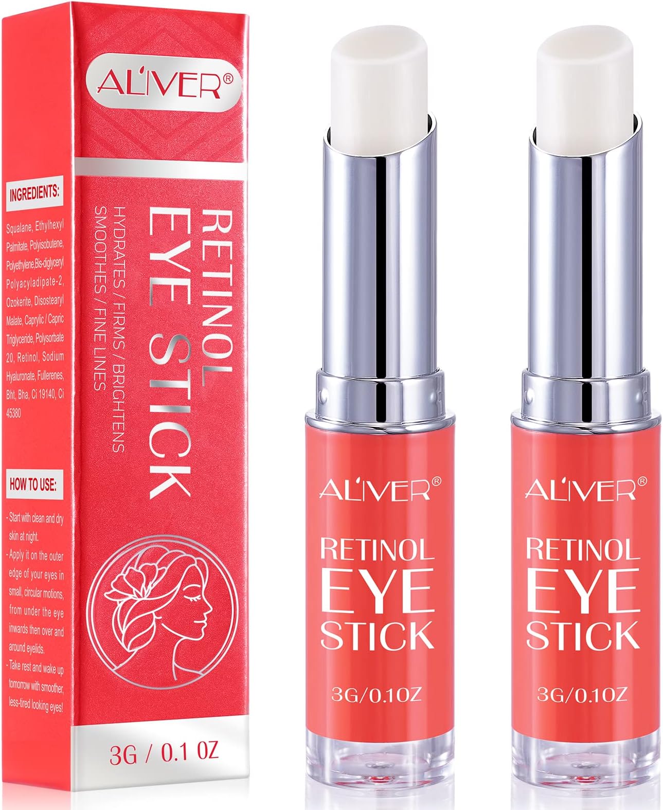 Retinol Eye Cream,2PCS Retinol Eye Stick,Under Eye Cream Anti Aging,Brightening Eye Cream for Dark Circle,Fine Lines,Bags,Wrinkles,Puffiness, Visible Results in 3-4 Weeks