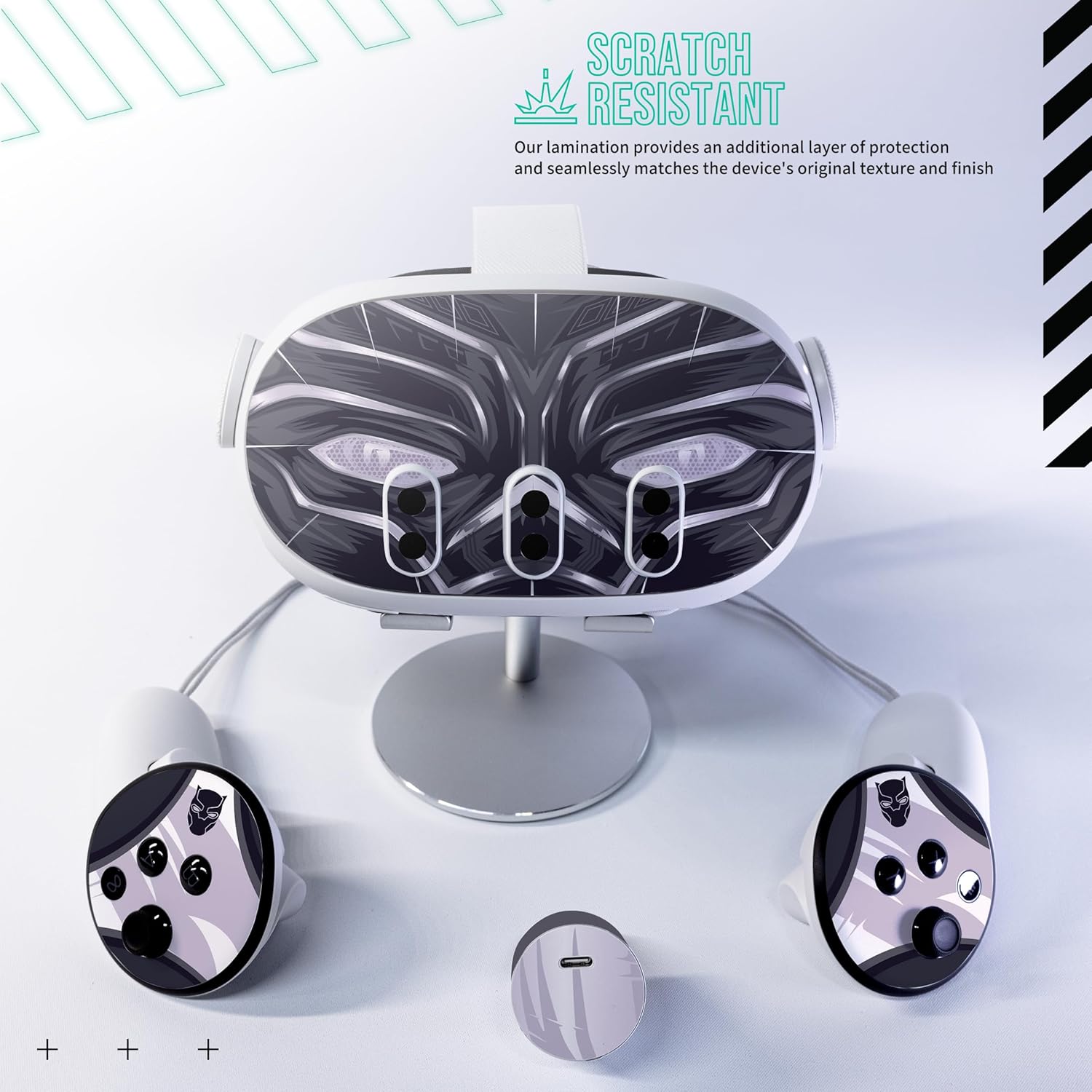 VR Headset Black Cat Skin and Accessories Stickers Kit Compatible with Meta Quest 3 Skin Protective Vinyl Decal Compatible with Oculus Quest 3
