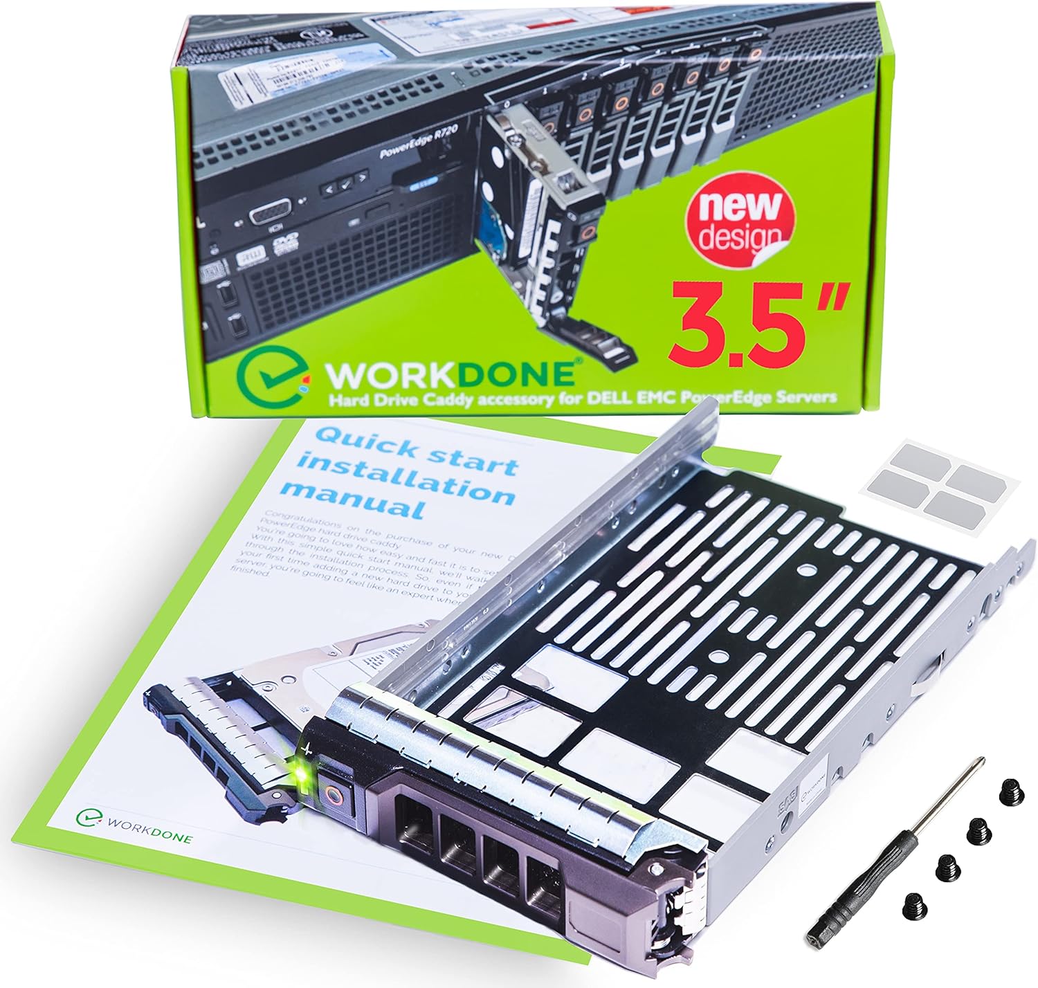 Workdone 3 5 Inch Hard Drive Caddy Tray Compatible For Dell Poweredge Servers Sas Sata Hdd Adapter Sled Handle Busy Schedule Easy Setup With Detailed Manual Your Saved Time