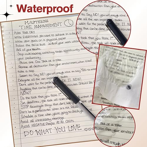 Miniatura 4 de Paquete de 16 bolígrafos de tinta líquida negra de 0.020 in, bolígrafos de punta redonda de escritura suave para diario, toma de notas, estudio