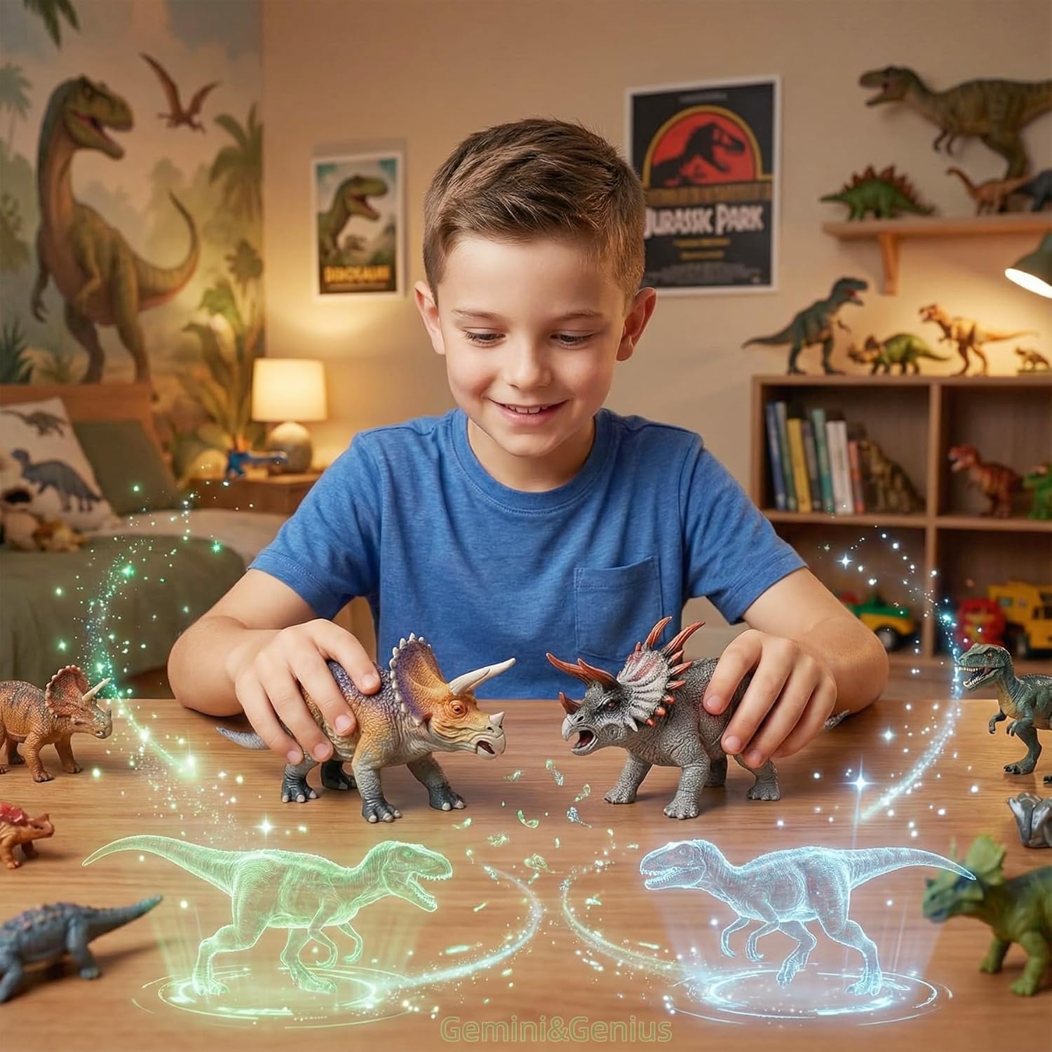 Gemini&Genius Dinosaur World Toys Triceratops Action Figure Realistic Dinos Figurine Storytelling, Birthday Cake Topper, Role Play, Collection for Kid 3-12 Years Old