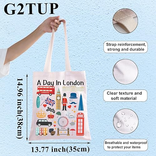 Miniatura 2 de G2TUP London Gift London Canvas Tote Bag A Day In London Travel Shopping Bag London Lover Inspired Gift