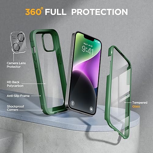 Miniatura 349 de Miracase Glass Series - Funda para iPhone 11 de 6.1 pulgadas, funda resistente de cuerpo completo mejorado con protector de pantalla de vidrio Negro