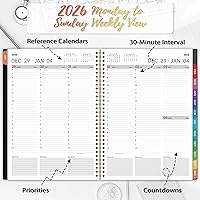 Vista 4 de 2026 Appointment Book/Planner - 2026 Planner Large 9" x 11", Jan 2026 - Dec 2026, Daily Hourly Planner with 30-Minute Interval, Weekly & Monthly