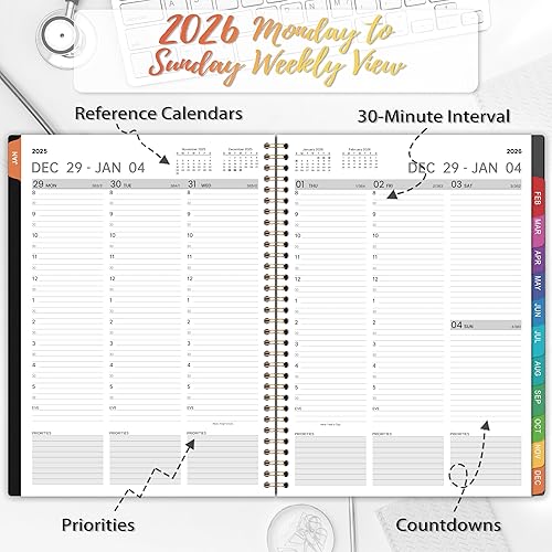 Miniatura 4 de Agenda 2024 - Agenda 2024, agenda diaria por hora con intervalo de 30 minutos, enero 2024 a diciembre 2024, 9 x 11 pulgadas, planificador semanal