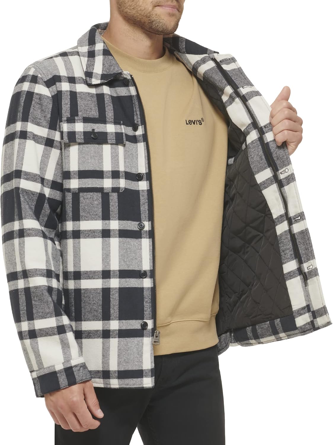 Levi's Men's Plaid Sherpa Lined Hooded Shirt Jacket (Regular & Big & Tall Sizes) - Image 2
