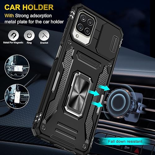 Miniatura 9 de Asuwish Funda de teléfono para Samsung Galaxy A12M12 con protector de pantalla y cubierta deslizante para cámara deslizante, soporte magnético,