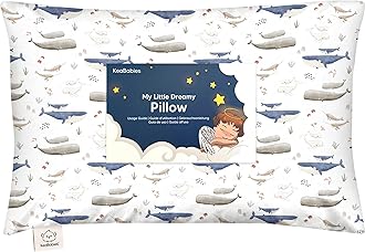 KeaBabies Toddler Pillow Pillowcase - 13x18 My Little Dreamy Pillow, Organic Cotton Pillows Sleeping, Travel Pillows, Mini Nursery Bed (Marine), 13''x18''