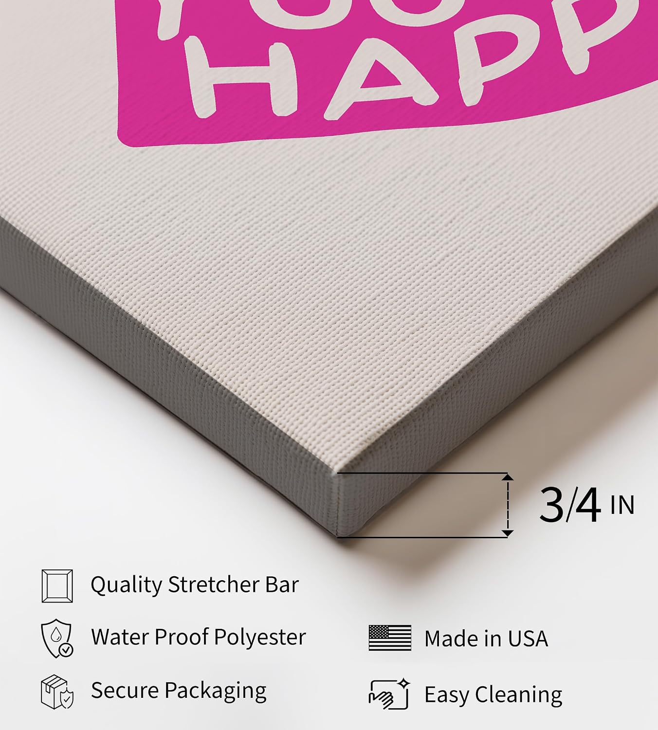 Poster Master Do What Makes You Happy Canvas - Retro Pink Heart Print - Encouraging Art - Positive Quotes Wall Design - Happiness Art - Inspiring Bedroom or Office Decor - 8x10 STRETCHED Canvas