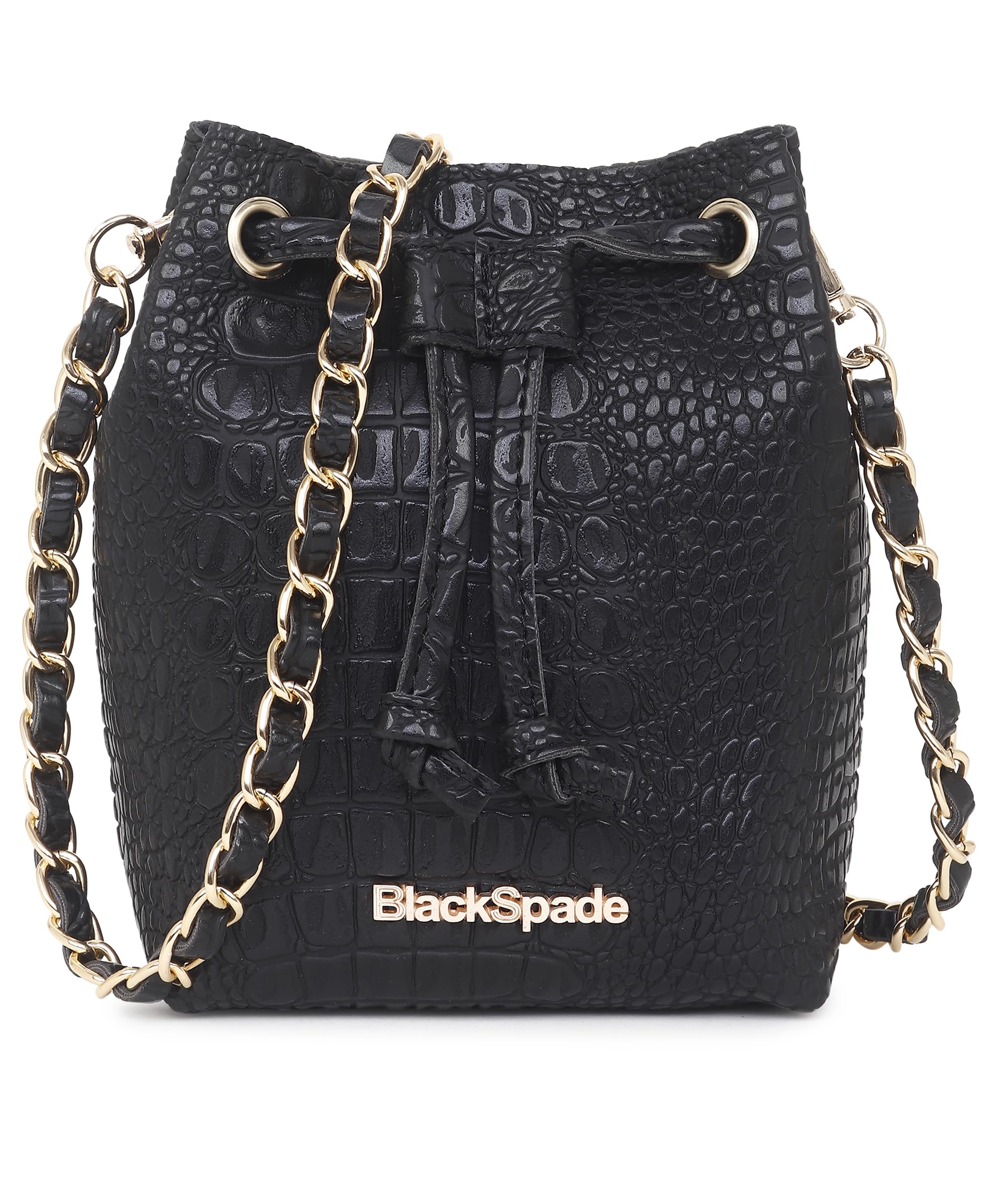 Black Spade PU Women Black Croco Bucket Sling Crossbody Bag (B0CJ7BYXZ8) Amazon Price History, Amazon Price Tracker