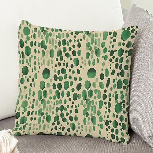 Vista 245 de Funda de cojín decorativa con estampado de guepardo verde peridoto para sofá, funda de almohada verde crema con estampado de leopardo a cuadros